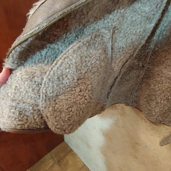 Tribal Grey Wide Faux Fur Collar Zip Up Coat Sz 6 - Picture 8 of 9